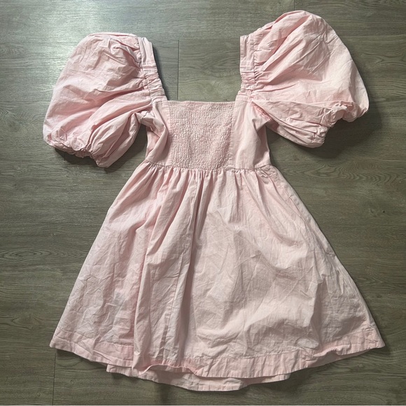 ANTHROPOLOGIE Pink Maeve Puff-Sleeve Smocked Mini Dress - Picture 5 of 17